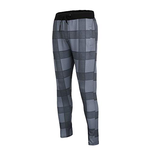 Allywit Men's Slim Gym Bodybuilding Pants Fashion Spliced Workout Running Jogger Sweatpants Gray - Thumbnail 5