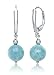 Sterling Silver 8mm Round Milky Aquamarine Dangle Earring