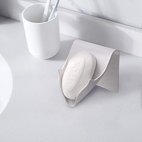 Soclim Soap Case Holder Eco-Friendly Soap Dish for Shower Self-Adhesive Soap Saver, Waterfall Drain Soap Container, Bathroom and Kitchen Sink Soap Box- 2 Pack