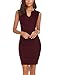 Naggoo Women's Business Wear To Work Sleeveless V Neck Bodycon Pencil Dress, Wine Red, 6/8