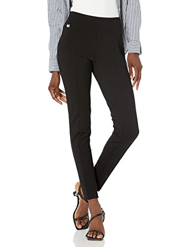 Zac & Rachel Women's Pull On Ankle Pant with Metal Tab, Black, 1X