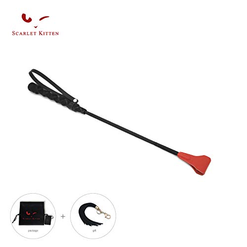 SCARLET KITTEN Riding Crop Horse Whip Spanking with Leather Loop Slapper Jump Bat (Red)