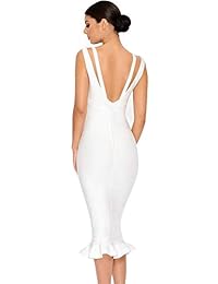 Maketina vestido de cóctel con tirantes de sirena y cuello en V para mujer