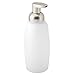 mDesign Foaming Glass Soap Dispenser Pump, Two-Piece Bathroom Accessory Set- Clear/Satin, Frost/Satin