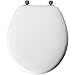 MAYFAIR 44ORA 000 Toilet Seat with Oil Rubbed Bronze Hinges will Never Come Loose, ROUND , White
