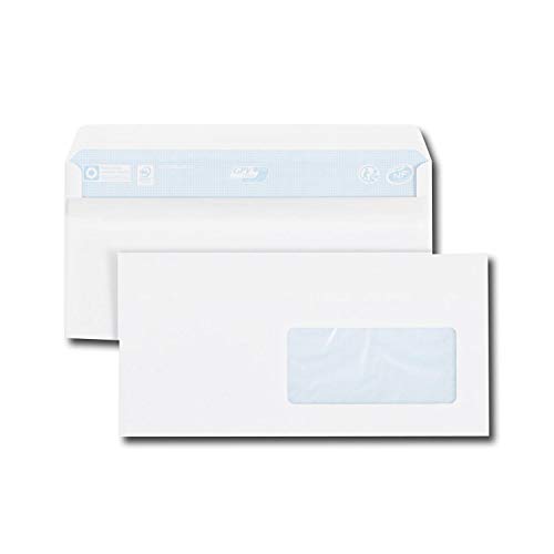 GPV - Boite de 500 Enveloppes - Format DL (110x220 mm), fenêtre de 45x100 mm, qualité papier blanc : 80 g/m2 - Certifié PEFC & NF316