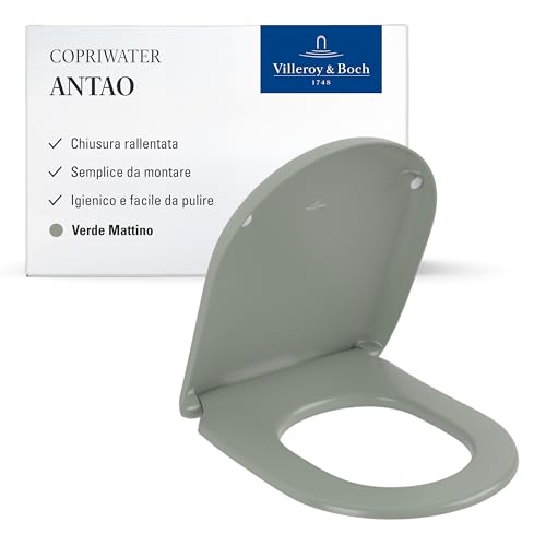Villeroy & Boch Antao D Shape Toilet Seat - Morning Green Matt