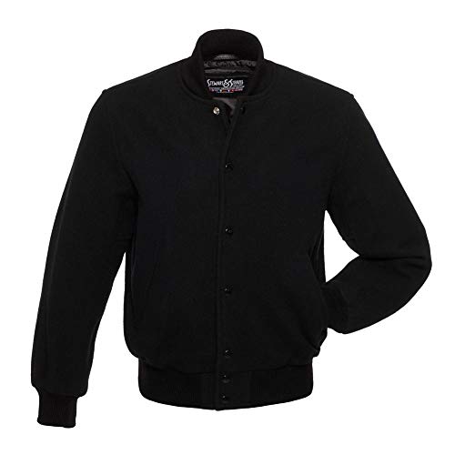 Stewart & Strauss All Wool Black Varsity Letterman Jacket,CW112-L
