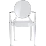 2xhome – Modern Ghost Chair Armchair with Arm Transparent Polycarbonate Plastic (Clear)