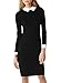 Miusol Women's Formal Polo Neck Long Sleeve Slim Business Pencil Dress