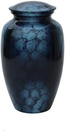 Cherish Cremation Urns for Human Ashes Adult Blue & Red Large Funeral Urn Handcrafted - Affordable Urn for Ashes - with Velvet Bag (10.5 x 6.5 x 6.5, Oval Cloud Blue)