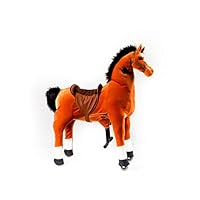 mofawangzi Saddle-Less Rocking Ride on Pony Toys Walking Horse Cycle Toy with Wheels and Foot Rest Without Battery or Electricity Mechanical Black & White Small for 3-8 Age