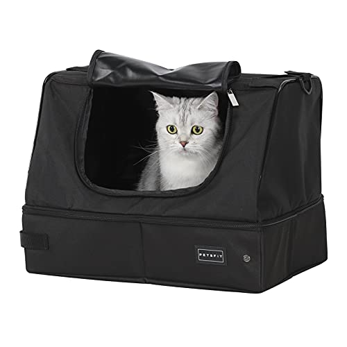 petsfit 猫トイレ 携行猫用トイレ 折りたたみ式 ポータブルトイレ 防水 持ち運び便利 旅行/車載/防災 ワンサイズ ブラック