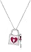 Sterling Silver Diamond Accent Lock and Key White with Magenta Enamel Pendant Necklace, 18