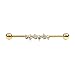BODYA Industrial Barbell Earring Gold Floral CZ Crystal Cartilage Piercing Earring 14G Steel