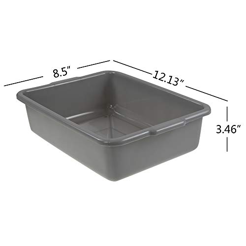 Kekow 4-Pack Commercial Tote Box, Small Plastic Bus Box/Wash Basin, 12.13" x 8.5" x 3.46"