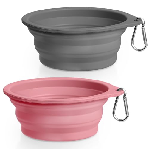 Rest-Eazzzy 2-Pack Silicone Collapsible Dog Bowls, BPA Free Dishwasher Safe, Po…