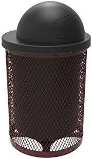 CoatedOutdoorFurniture RDT-RED 32 Gallon Round Trash Receptacle, Red with Black Dome