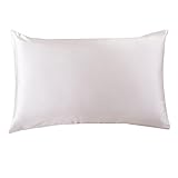 Orose 22mm luxury mulberry silk pillowcase, good for hair and facial beauty, prevent from wrinkle and allergy, 100% silk on both sides, gift box,1pc (Queen, ivory)