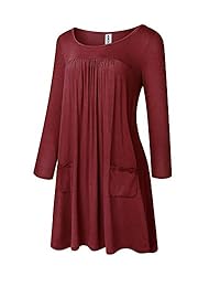 Vestido para dama con bolsillos oscilantes simples y lisos con volantes