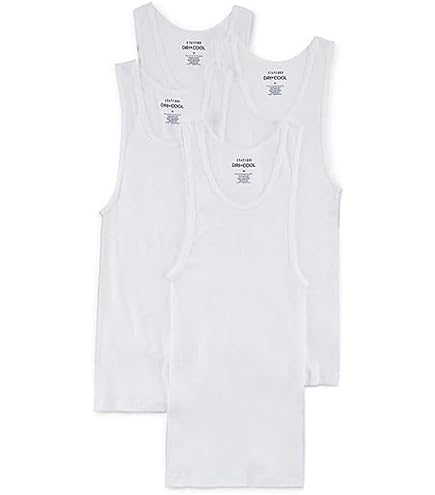 Stafford Mens Dry + Cool A-Shirt | Long Tall White Tank Top