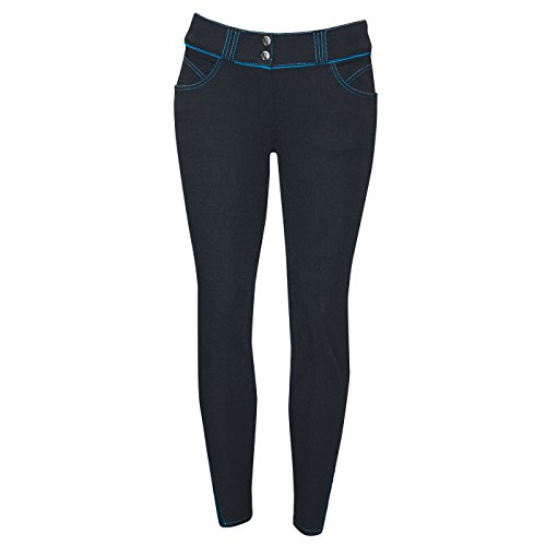 ELATION Leather Full Seat Breeches for Women-Platinum Hudson Black Riding Pants