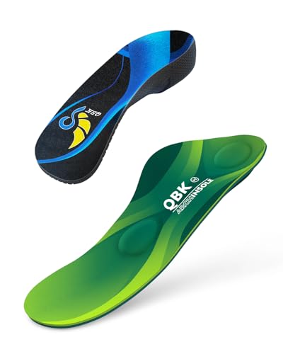 Flat Feet Insoles, QBK Arch Support Insoles for Plantar Fasciitis 3/4 Arch Support Insoles for Women/Men,QBK Orthotics Shoe Insoles High Arch Supports Shoe Insoles