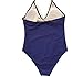 Mitang Women's One Piece Floral Lace Halter Monokini Blue