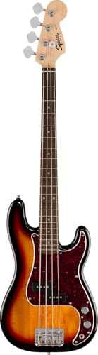 Squier von Fender Mini Precision Bass Guitar, Short Scale Anfängerbass für Kinder oder Reisen, kommt mit kostenlosen virtuellen Lektionen, 3 Colour Su