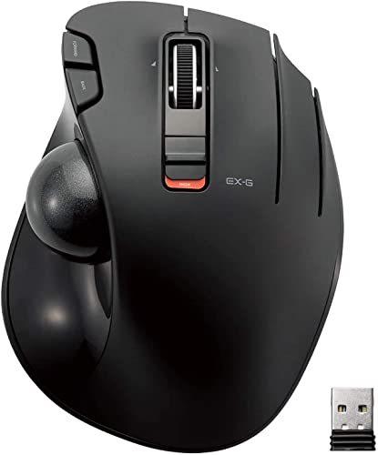 ELECOM EX-G Trackball Mouse, Thumb Control, 2.4GHz Wireless, Sculpted Ergonomic Design, 5-Button Function with Smooth Tracking, Ergonomic Design, Windows11, macOS (M-XT2DRBK)