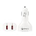 Quick Car Charger QC3.0 PowerMore Dual USB Port Fast Charge [QC2.0 Compatible]For Note5, S6 S7 Edge, LG G4, iPhone 6s/7 Plus, iPad (No Cable)