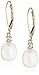 Amazon Collection 10k Yellow Gold Freshwater Cultured Pearl with Diamond Accent Drop Earrings (8-8.5 mm)