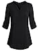 Messic Women's V-Neck Blouses 3/4 Roll-Up Sleeve Button Casual Chiffon Tunic Shirt