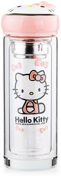 Cartoon Hello kitty Glasses Creative cute double glass Travel Cup Milk coffee cup