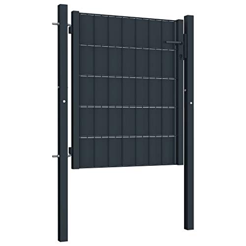 Tidyard Metall Zauntor Gartentor Hoftor Einzeltor Einfahrtstor Zaunfelder, 100x101 cm Anthrazit – Bild 3