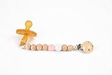 Madeline's Box Pacifier Clip, Beaded, Hand-made in USA (Vintage Pink Hexagon)