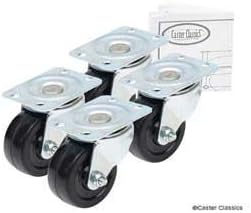 Caster Classics?2-inch Low Profile HD Rubber Wheel Plate Casters - 4-Pack by Caster Classics
