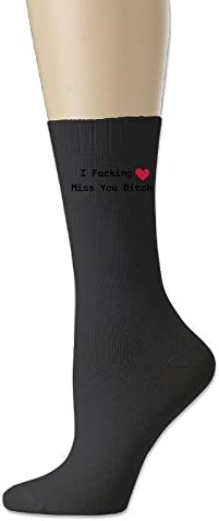 Cotton Socks For Mens I Fucking Miss You Bitch Red Heart Cushion Crew Socks Length 18cm 1 Set/1 Pack/2 Piece Black ZHONGJIAN
