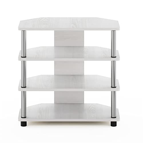 Furinno Econ 4 Tier TV Stand for TVs up to 25 Inches, Easy Assembly, Wood, Oak White, Engineered Wood, 37 x 59 x 60.3 cm