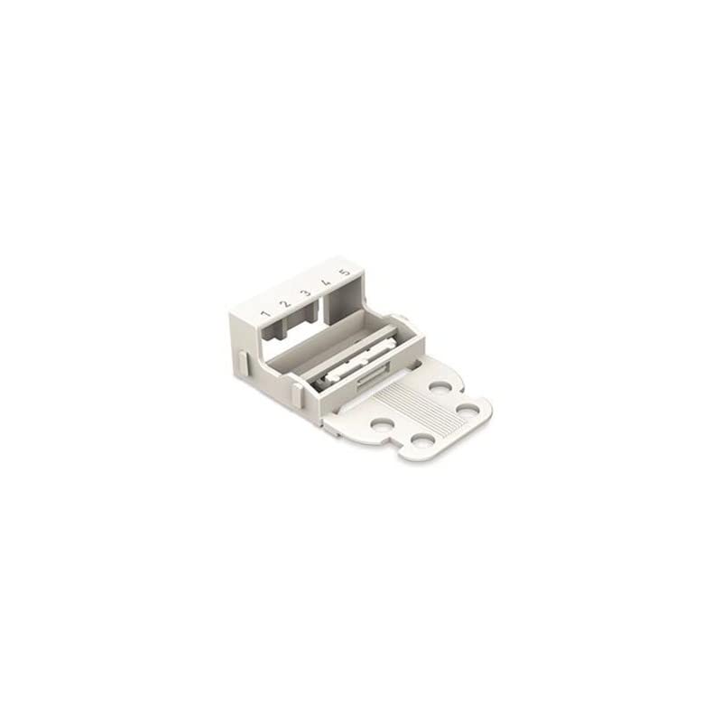 Mounting Carrier - For 5-Conductor Terminal Blocks - 221 Series - 4 Mm² - With Snap-In Mounting Foot For Horizontal Mounting - White