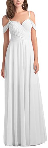 Geshun Chiffon Off The Shoulder Ruched Bridesmaid Dresses Long Formal Prom Dress for Women