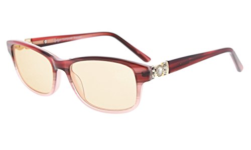 Eyekepper Anti Blue Light Glasses, Acetate Frame Anti Blue Ray Eyestrain Relieving Reading Glasses Womens Computer Readers, Amber Tinted Lenses (Red,+1.00)