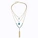 Jovono Boho Layered Necklace Gold Turquoise Pendant Necklaces Tassel Chain Jwwelry for Women and Girls (7Turquoise)