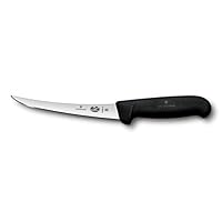 Victorinox Swiss Army Cutlery Fibrox Pro Curved Boning Knife, Semi-Stiff Blade, 6-Inch