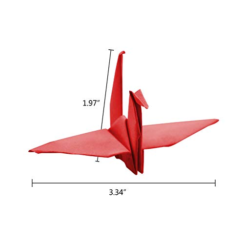 Hangnuo 100 PCS Origami Paper Cranes Red, Folded DIY Japanese Crane Mobile String Garland for Wedding Party Backdrop Home Decoration