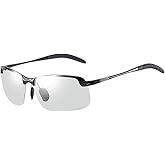 White-Black Polarized Photochromic Sunglasses UV400 Sports Sunglasses Day and Night Driving Glasses Ultra-Light Sun Glasses Eyewear Cycling Glasses and Goggles Outdoor, for Cycling Fishing Driving