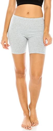 CNC STYLE Women's Regular and Plus Mid Thigh Cotton Span Bike Yoga Running Workout Shorts Tights Leggings Pants (Large, Grey)