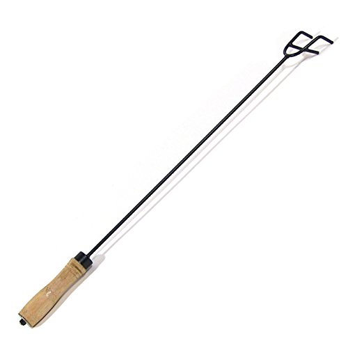 Sunnydaze Fire Pit Poker with Wood Handle, 26 Inch Long