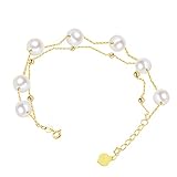 Sinya Real 18kt Gold Double Chains Charm Braclet