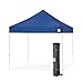 E-Z UP Vantage Instant Shelter Canopy, 10' x 10', White Powder-Coated Steel Frame with Wide-Trax Roller Bag & 4 Piece Spike Set, Blue